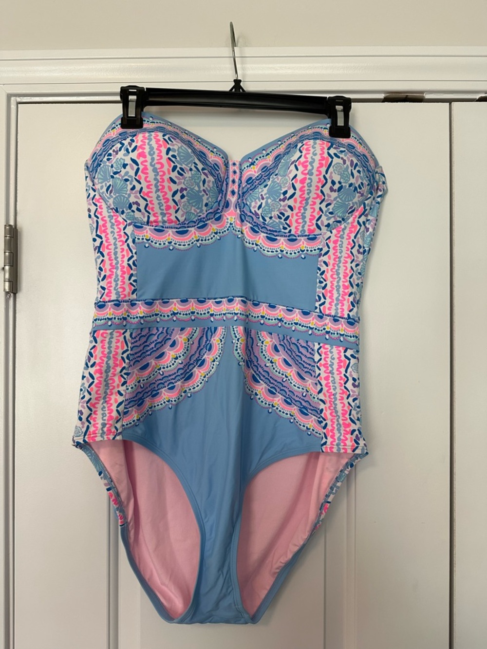 Lilly Pulitzer Blue Pink Patterned One-Piece Swimsuit